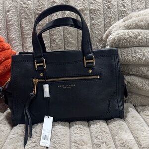 Marc Jacobs Black Satchel with Gold Accents